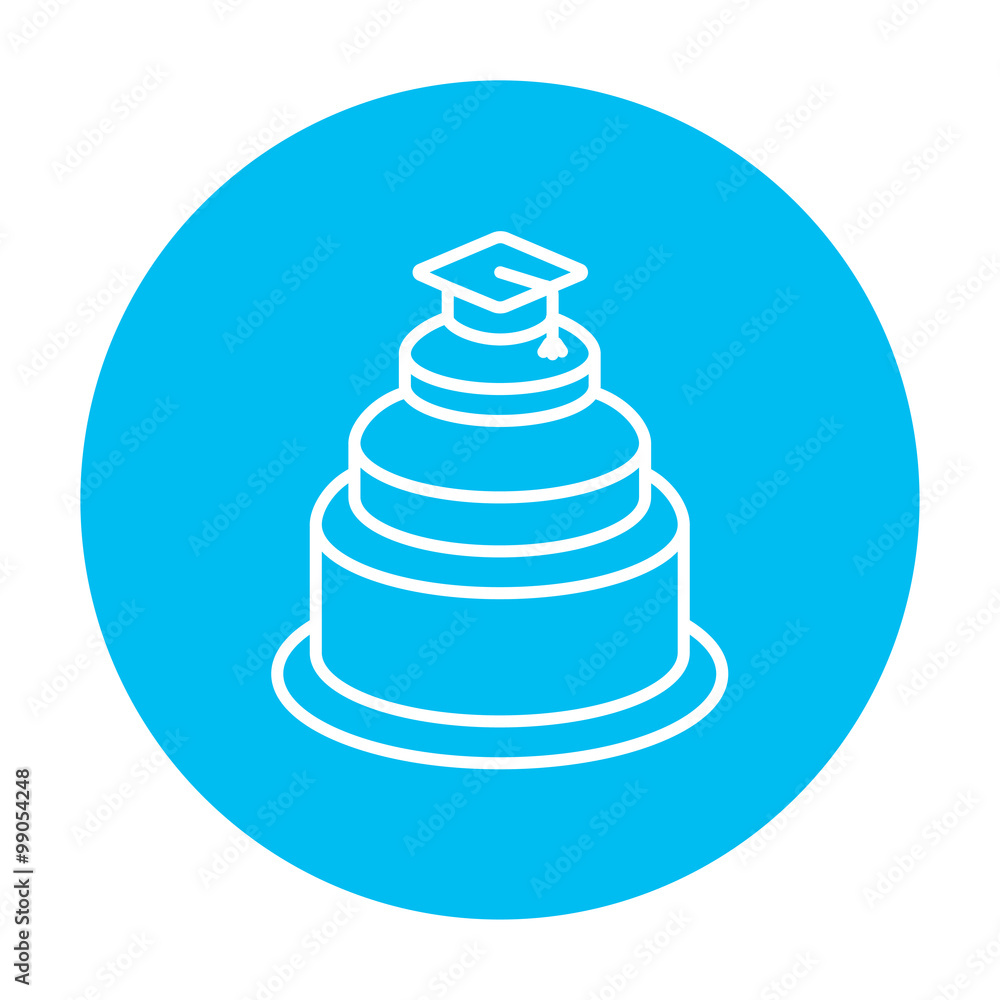 Graduation cap on top of cake line icon Graduation cap on top of cake line icon