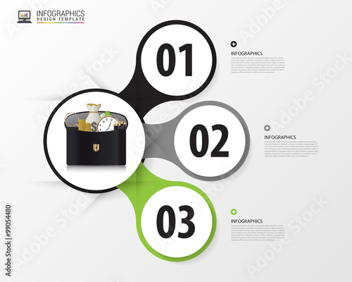 Infographic report template with circles and icons. Vector illustration