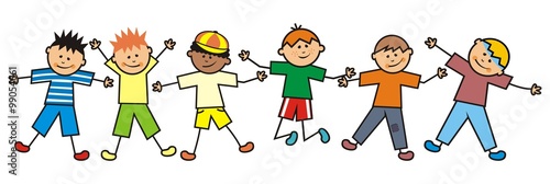 jumping boys, vector icon