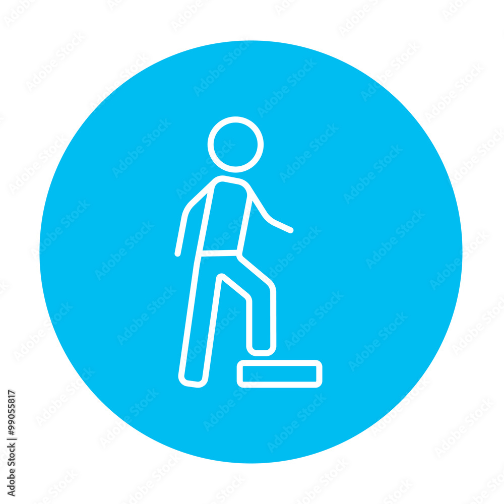Man doing step exercise line icon. Man doing step exercise line icon.
