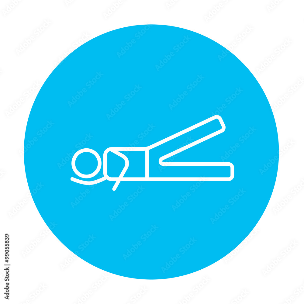 Man lying and lifting leg line icon. Man lying and lifting leg line icon.