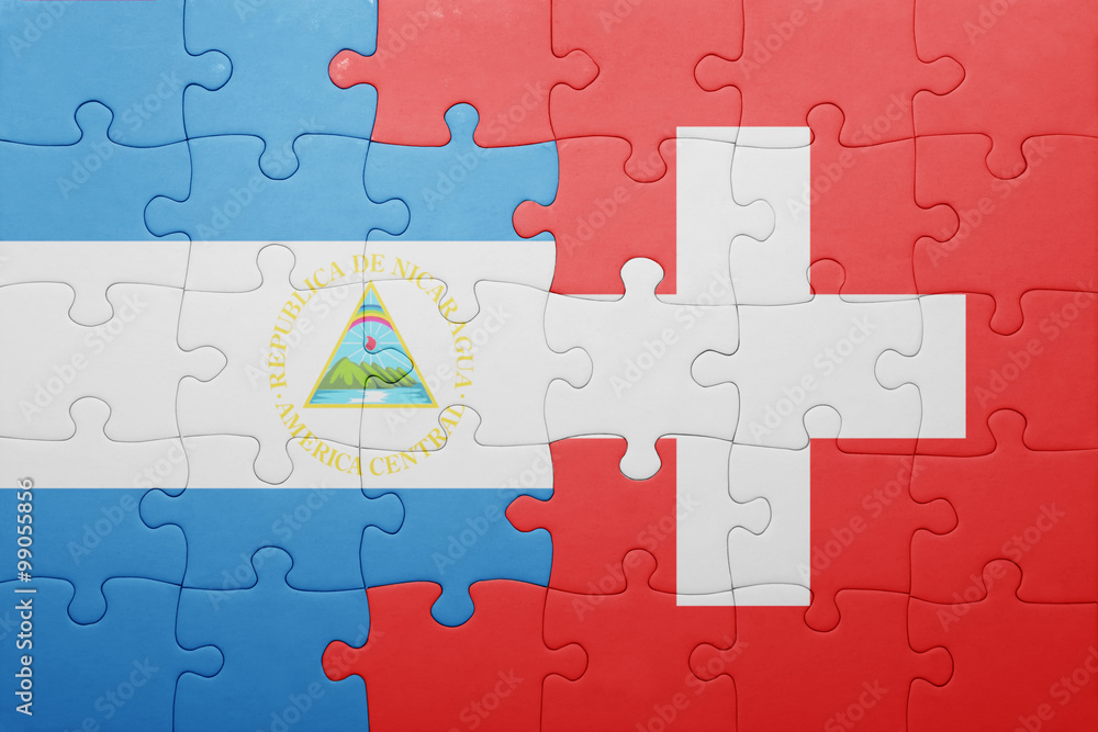 puzzle with the national flag of switzerland and nicaragua puzzle with the national flag of switzerland and nicaragua