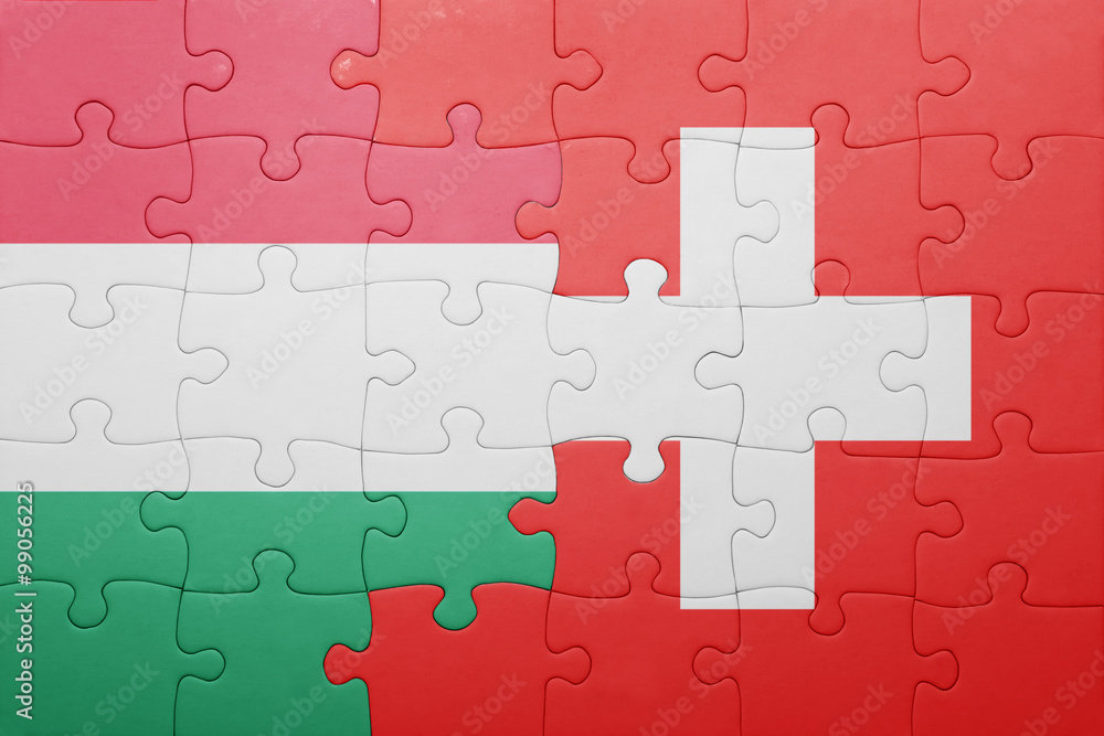 puzzle with the national flag of switzerland and hungary puzzle with the national flag of switzerland and hungary