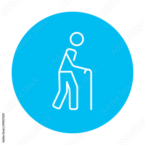 Man with cane line icon.