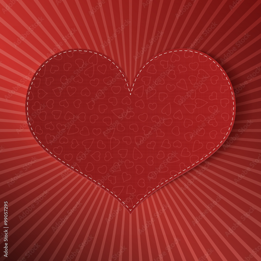 Valentines Day realistic textile Heart Label Valentines Day realistic textile Heart Label