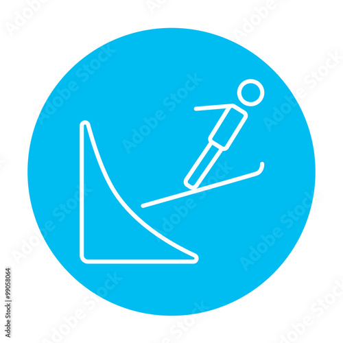 Ski jumping line icon.