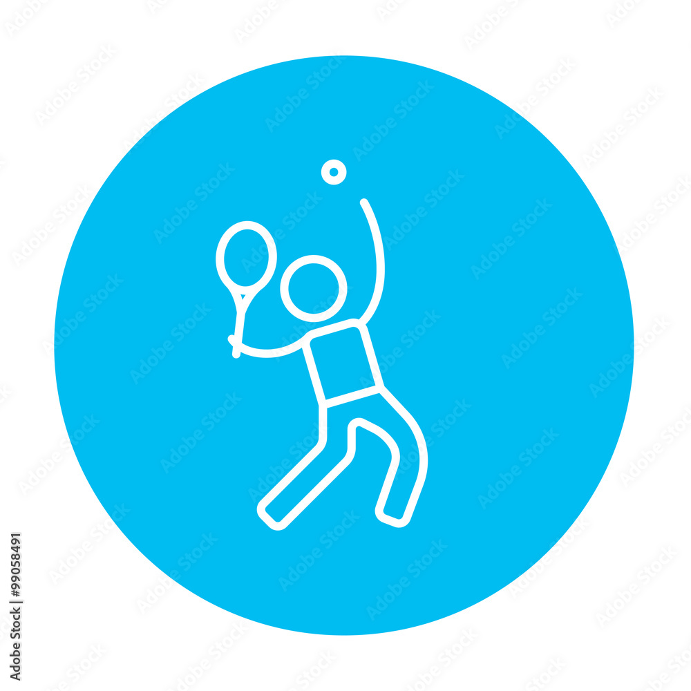 Man playing big tennis line icon. Man playing big tennis line icon.