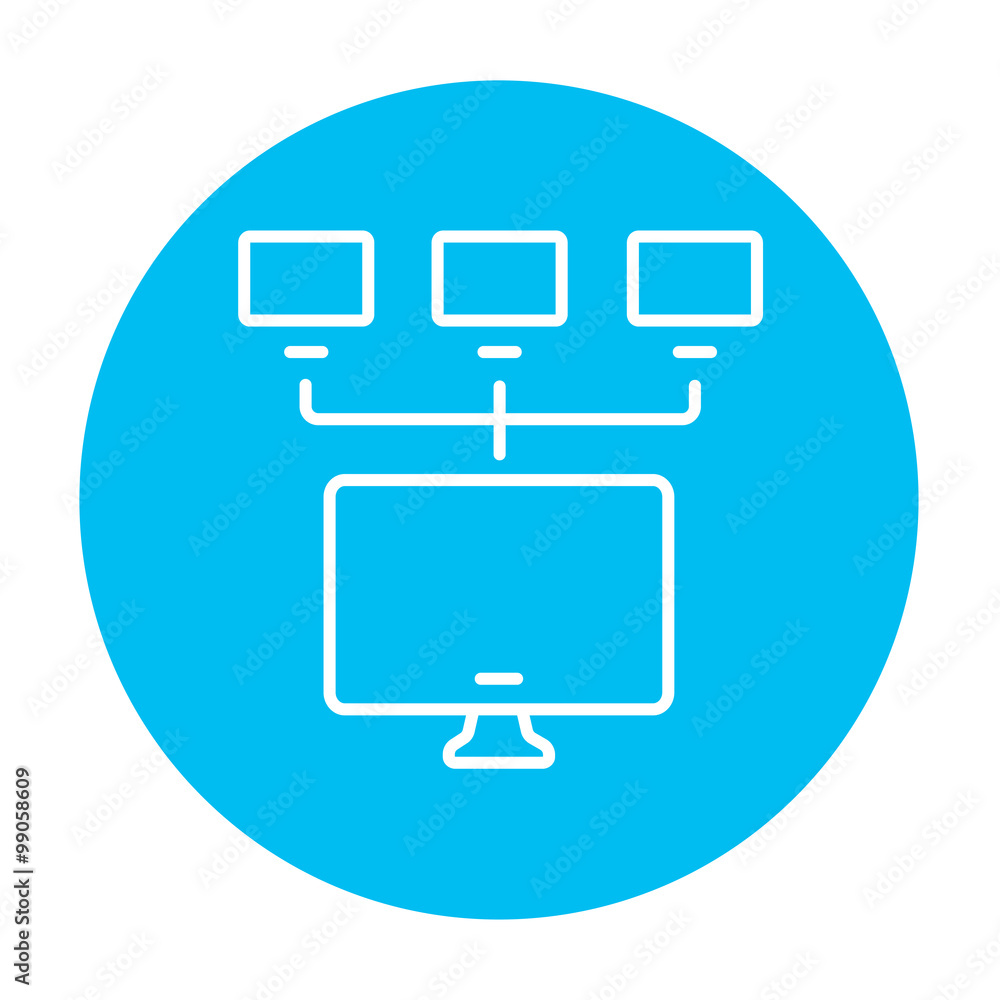 Computer network line icon. Computer network line icon.