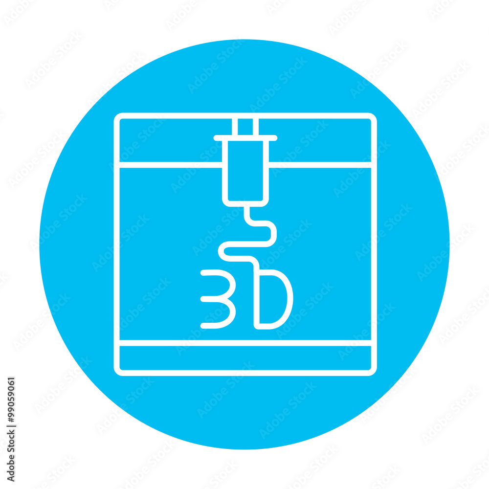 Tree D printing line icon.