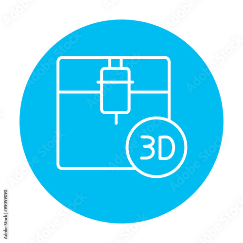 Tree D printing line icon.