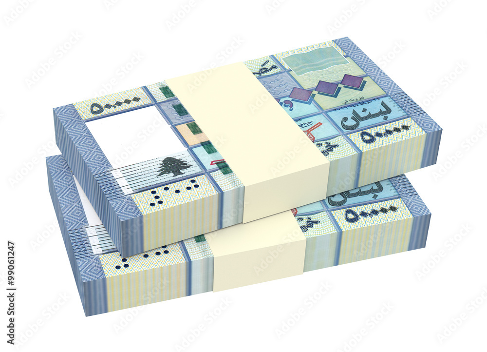 Lebanese pounds isolated on white background Computer generated 3D photo rendering Lebanese pounds isolated on white background Computer generated 3D photo rendering