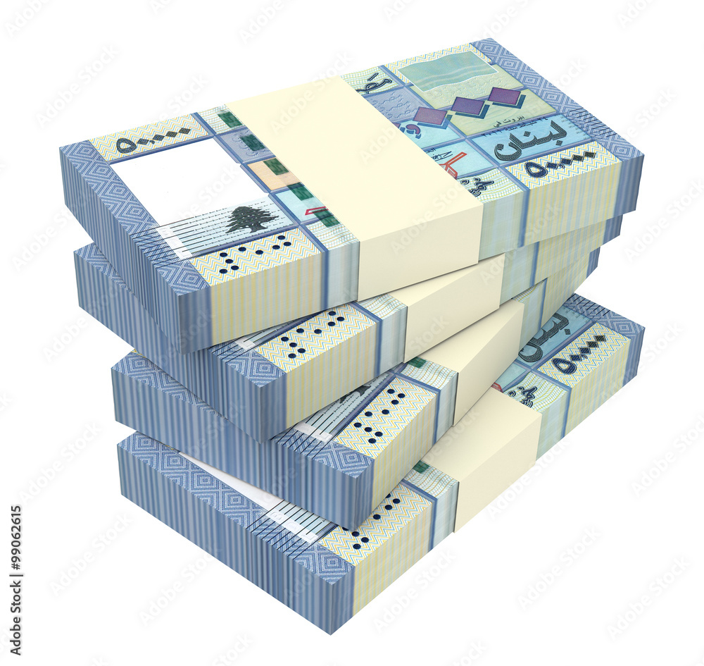 Lebanese pounds isolated on white background Computer generated 3D photo rendering Lebanese pounds isolated on white background Computer generated 3D photo rendering