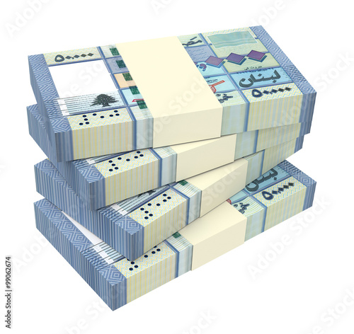 Lebanese pounds isolated on white background Computer generated 3D photo rendering