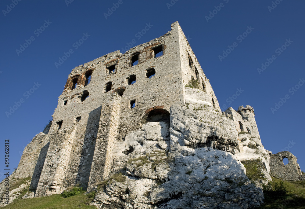 Poland. Ruined walls of medieval castle in Ogrodzieniec