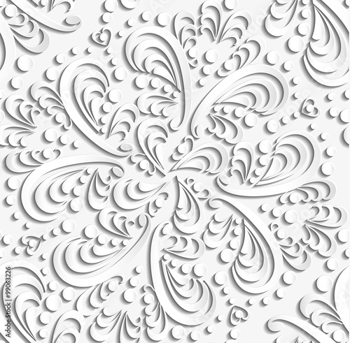 Seamless luxury 3d white paisley illustration vector