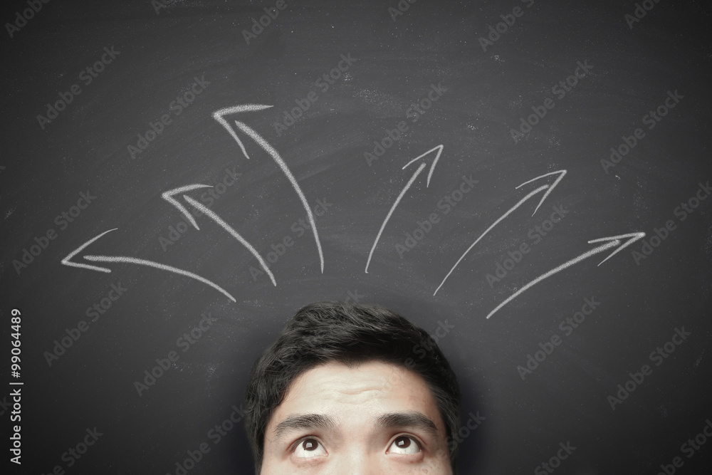 Man with arrows on the blackboard Man with arrows on the blackboard