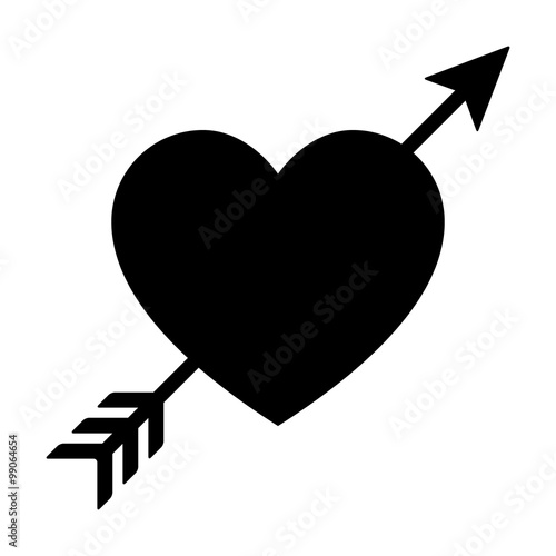 Lovestruck or arrow through heart flat icon for apps and websites