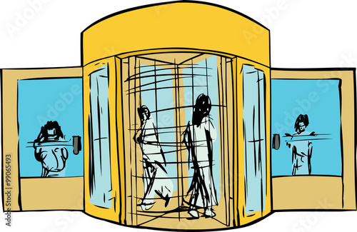 People at Revolving Door