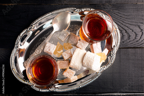 Photography Turkish tea on the table