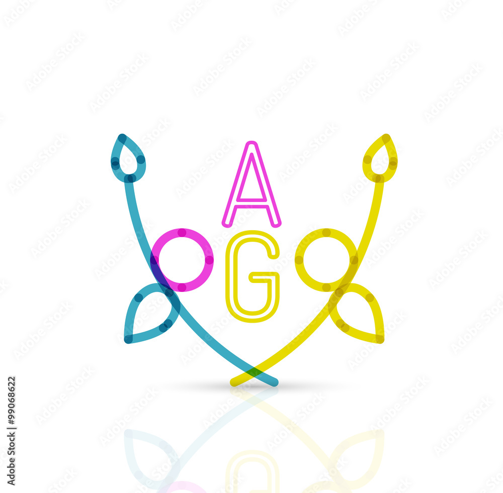 Abstract geometric linear hipster floral icon, frame design, flat style Abstract geometric linear hipster floral icon, frame design, flat style