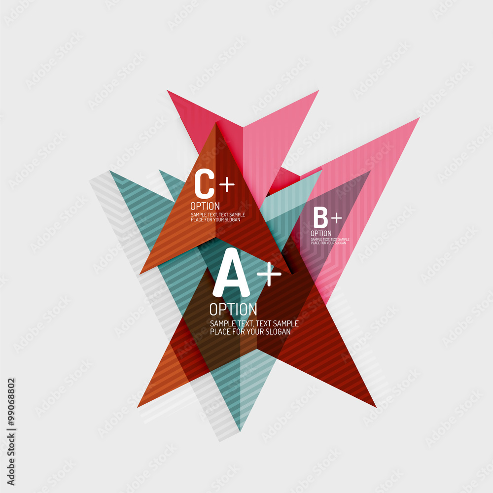 Paper style abstract geometric shapes with infographic options Paper style abstract geometric shapes with infographic options