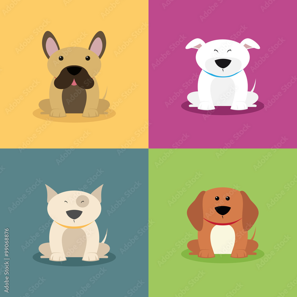 Fototapeta premium Cute Cartoon Dogs