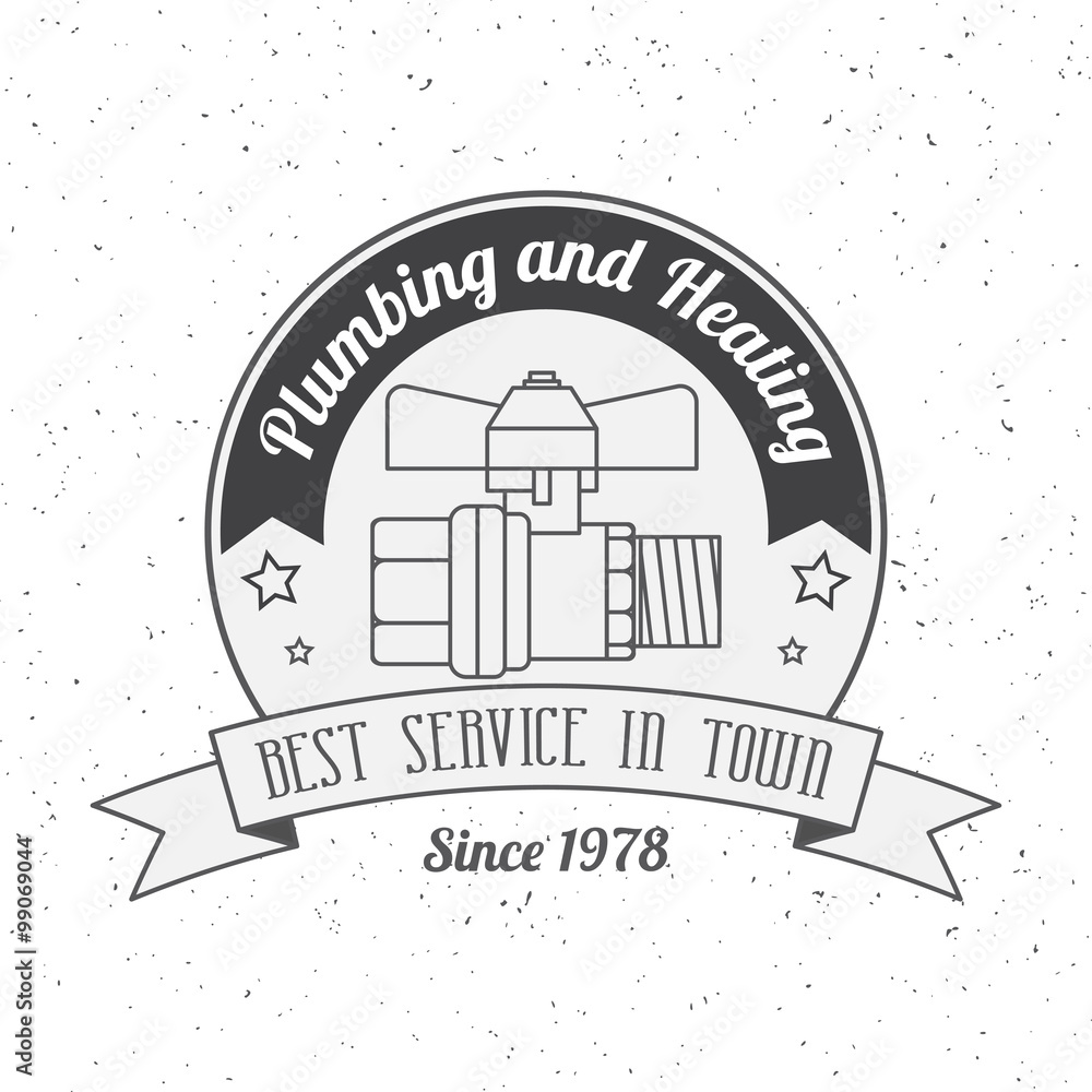 Fototapeta premium Vintage Plumbing, Heating Services logo, labels and badges. Styl
