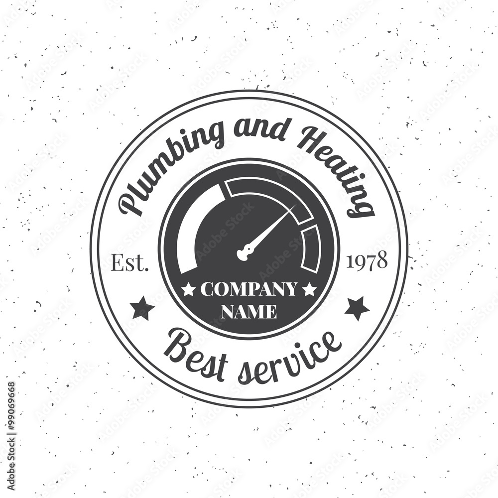 Vintage Plumbing, Heating Services logo, labels and badges. Styl Stock