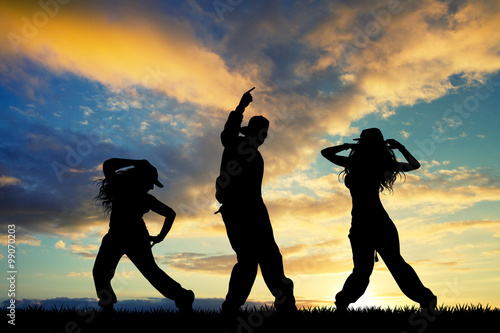Obraz na plátně people dancer hip hop at sunset