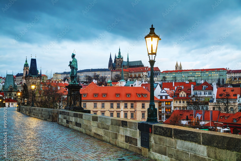 Overview of Prague with St Vitus Cathedral