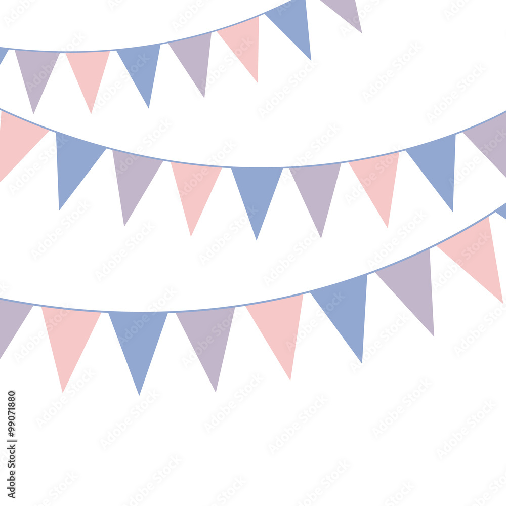 Fototapeta premium Bunting banner. Rose quarts and serenity colors. Vector illustration.