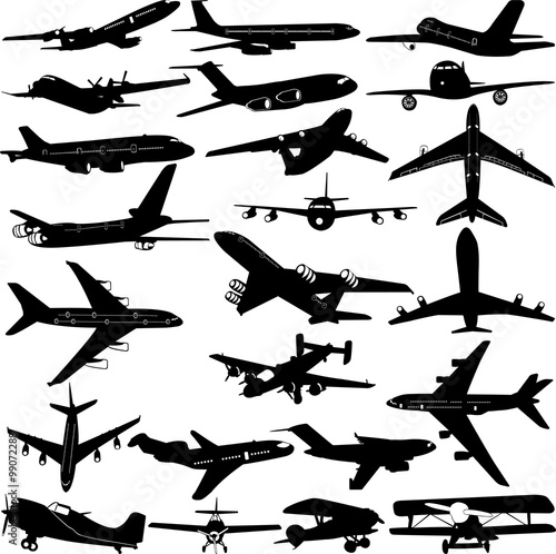 airplane silhouettes  collection - vector