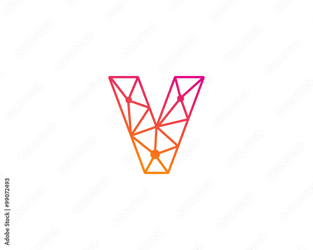 Connect Line Letter V Logo Design Template Element Stock Vector | Adobe  Stock
