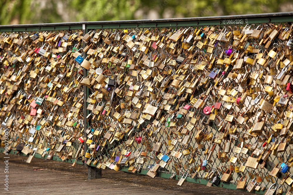 Love locks on Paris Bridge