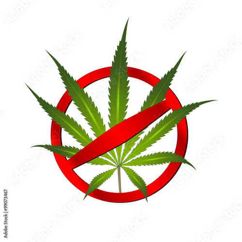 Cannabis leaf prohibition sign