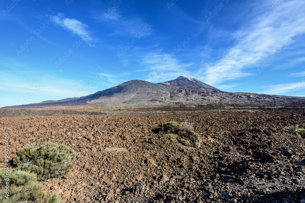 Beautiful landscape on Tenerife showing the volcano Tiede.
