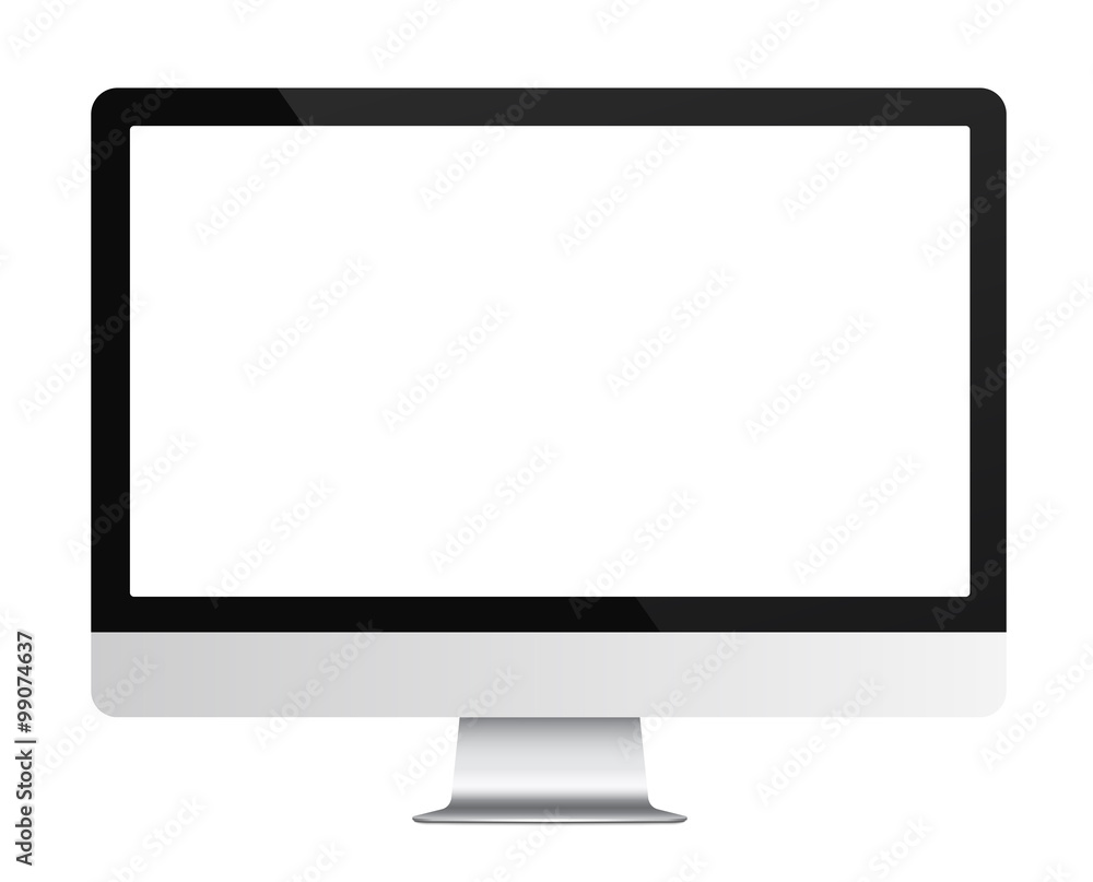 Computer display with blank white screen isolated. Vector illustration Computer display with blank white screen isolated. Vector illustration