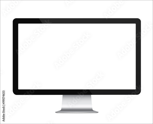 Computer display with blank white screen isolated. Vector illustration