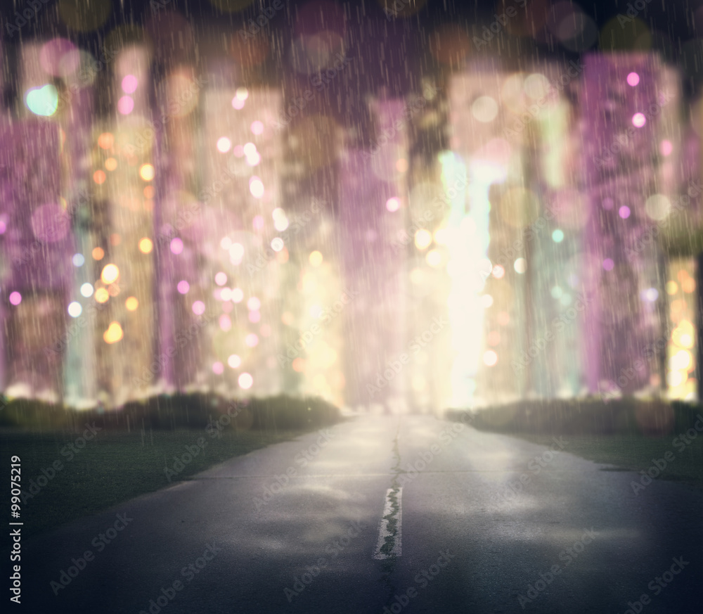Naklejka premium Night city bokeh background