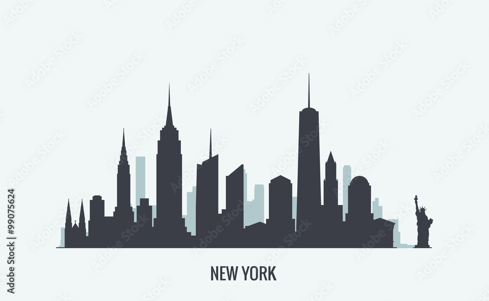 New York skyline silhouette - obrazy, fototapety, plakaty 