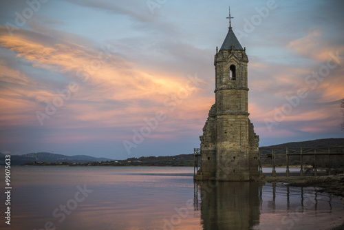 Torre iglesia embalse río Ebro Cantabria España photo
