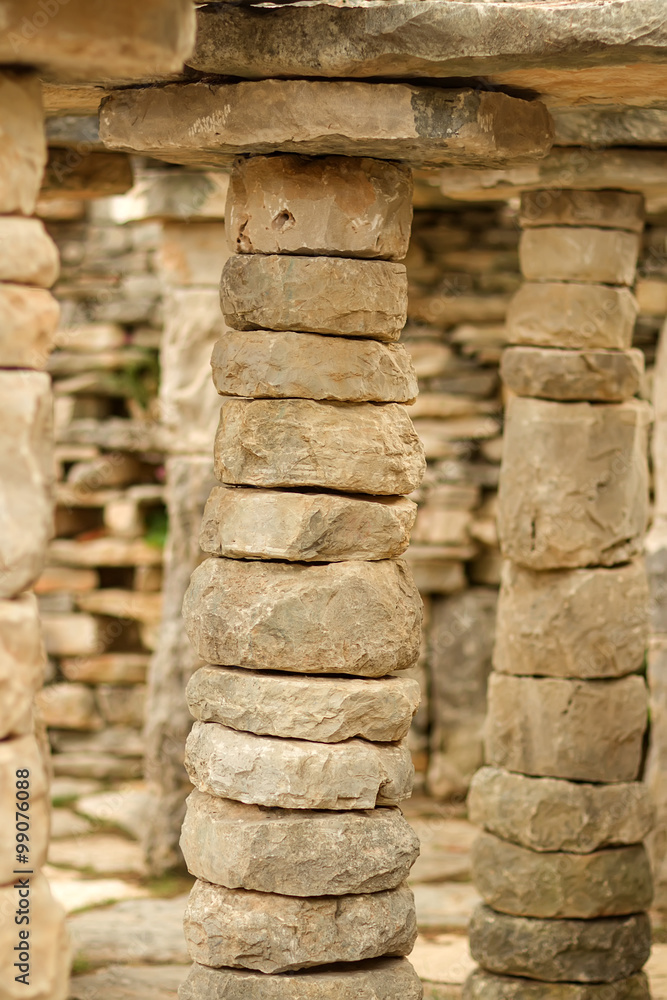 Ancient detached uncut stone columns