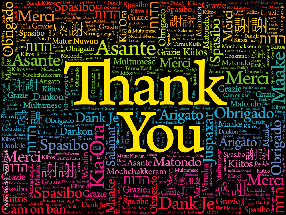 Thank You Word Cloud background in all languages
