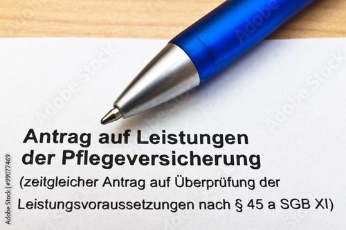 Antrag Erteilung Pflegestufe  photo