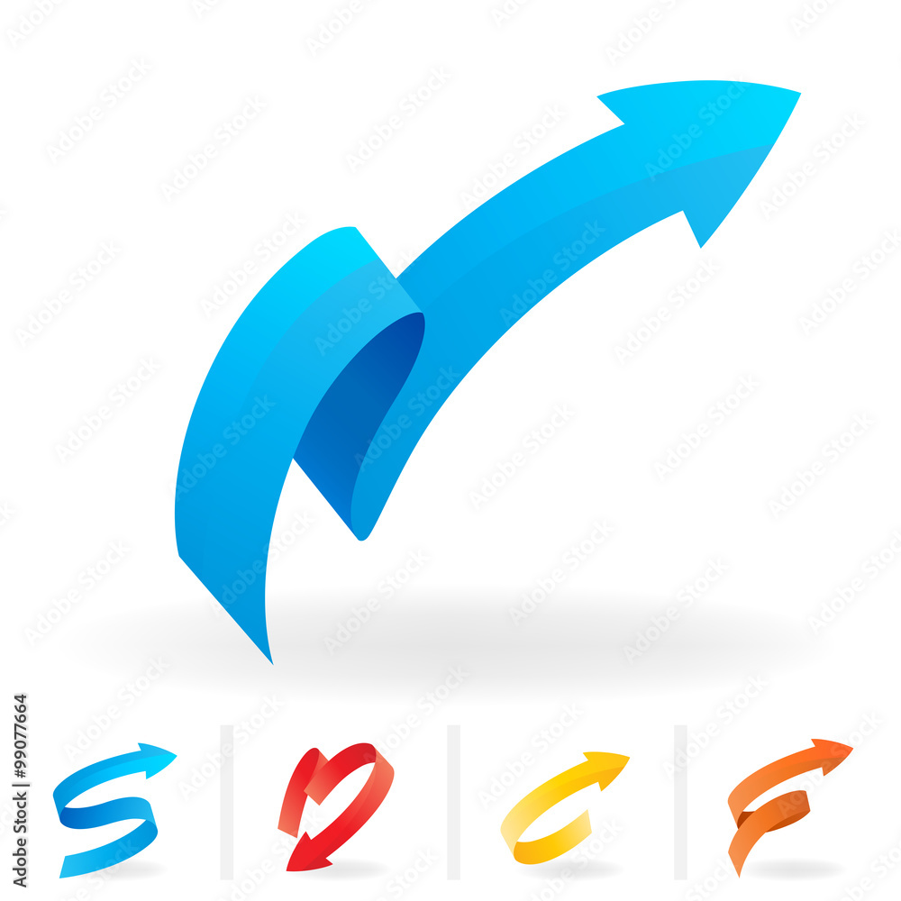 Colourful ribbon arrows set collection. Vector illustration. Colourful ribbon arrows set collection. Vector illustration.