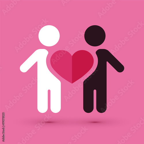 interracial couple love heart