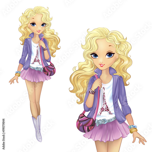 Fashion Blonde Girl Goes Shopping