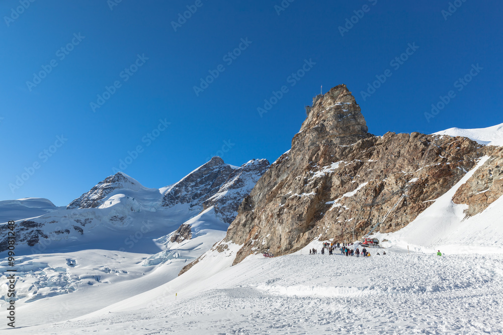 View of Jungfrau and The Sphinx Observatory from Jungfraujoch