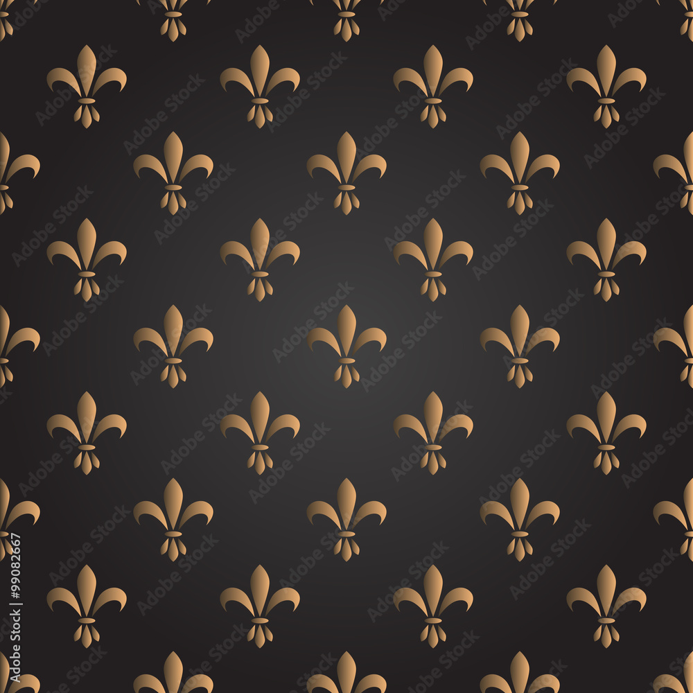 Fleur de lis seamless vector pattern. French vintage stylized lily luxury symbol - obrazy, fototapety, plakaty 