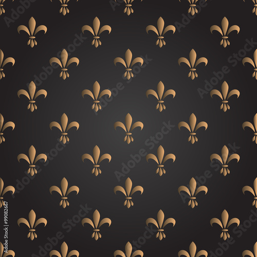 Fleur de lis seamless vector pattern. French vintage stylized lily luxury symbol